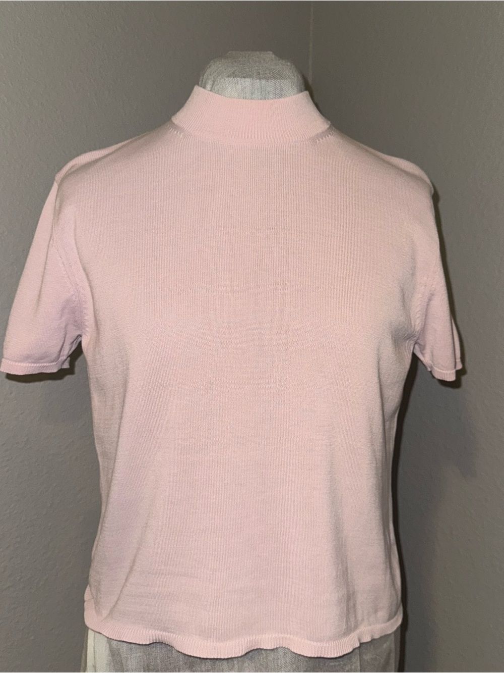 Vintage Draper’s & Damon’s Silk/Cotton Mock Neck Sweater Top Pink Petite Medium